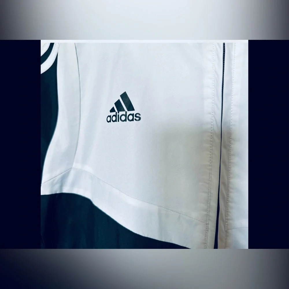 Vintage Mens Adidas Black And White Windbreaker Zipper‎ Jacket Striped, S